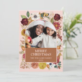 赤面ピンククリスマスボタニカルフローラ1フォトアーチ シーズンカード (スタンド正面)