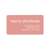 赤面ピンククリスマス |ミニマル差出人住所 ラベル (正面)