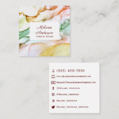 赤面ピンククリームグリーンパステルカスタム スクエア名刺 (正面/裏面)