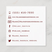 赤面ピンククリームグリーンパステルカスタム スクエア名刺 (裏面)