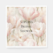 赤面ピンククリームチューリップフラワーズブライダルシャワー スタンダードランチョンナプキン (正面)