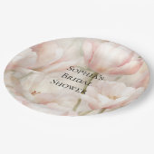赤面ピンククリームチューリップフラワーズブライダルシャワー ペーパープレート (アングル)