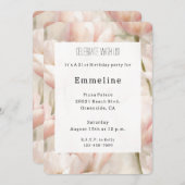 赤面ピンククリームチューリップフラワーロマンチック誕生日 招待状 (正面/裏面)