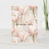 赤面ピンククリームチューリップフラワーロマンティックラブ カード (正面)