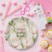 赤面ピンククリームチューリップフローラブライダルシャワー ペーパープレート (パーティー)