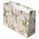 赤面ピンククリームチューリップ結婚フローラ ラージペーパーバッグ (裏面アングル)