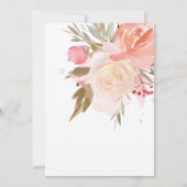 赤面ピンククリームピーチセージグリーン結婚金ゴールド 招待状 (裏面)