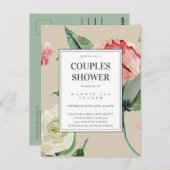 赤面ピンククリームフラワーズウォーター色ブライダルシャワー ポストカード (正面/裏面)