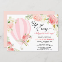 赤面ピンククリームホットエアバルーンガールベビーシャワー