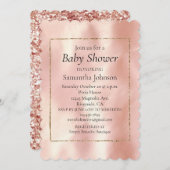 赤面ピンククリームホワイトコウィドベビーシャワー 招待状 (正面/裏面)