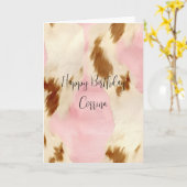 赤面ピンククリームホワイトブラウンコウィド カード (黄色い花)