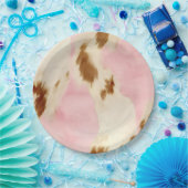 赤面ピンククリームホワイトブラウンコウィド ペーパープレート (パーティー)