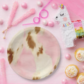 赤面ピンククリームホワイトブラウンコウィド ペーパープレート (パーティー)