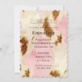 赤面ピンククリームホワイトブラウンコウィド 招待状 (正面)