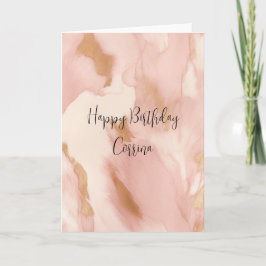 赤面ピンククリームホワイト金ゴールド牛革 カード