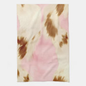 赤面ピンククリームホワイト金ゴールド牛革 キッチンタオル (縦)