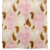 赤面ピンククリームホワイト金ゴールド牛革 シャワーカーテン (正面)