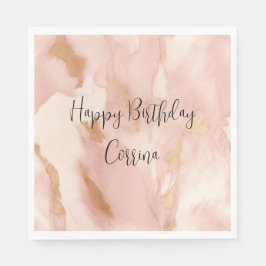 赤面ピンククリームホワイト金ゴールド牛革 スタンダードカクテルナプキン