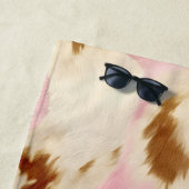 赤面ピンククリームホワイト金ゴールド牛革 ビーチタオル (インサイチュ)