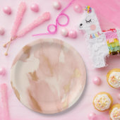 赤面ピンククリームホワイト金ゴールド牛革 ペーパープレート (パーティー)