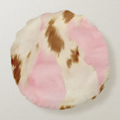 赤面ピンククリームホワイト金ゴールド牛革 ラウンドクッション (裏面)