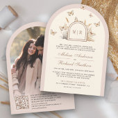 赤面ピンククリームワイルドフラワーバタフライアー結婚チーズ 招待状