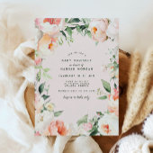 赤面ピンククリーム牡丹フローラベビーガールスプリンクル 招待状