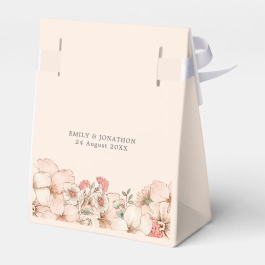 赤面ピンククリーム花模様名日付 フェイバーボックス (裏面サイド)