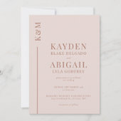 赤面ピンククリーンラインミニマ結婚リスト 招待状 (正面)