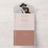 赤面ピンククリーンライン結婚式招待状 オールインワン招待状 (内側)