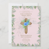 赤面ピンククロスカトリックの婚約者結婚団 招待状 (正面)