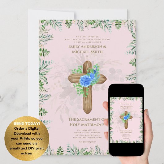 赤面ピンククロスカトリックの婚約者結婚団 招待状