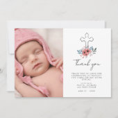 赤面ピンククロスフローラ写真バプテスマ サンキューカード (正面)