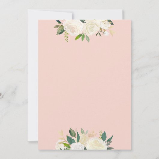 赤面ピンククロス(クリーム花模様付き)、少女洗礼 招待状 (裏面)