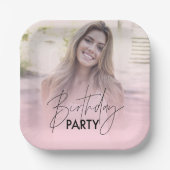 赤面ピンクグラデーショパーソナライズされたン誕生日 ペーパープレート (正面)