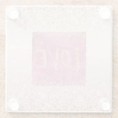 赤面ピンクグラデーショングリジーグリッタースパークルラブ ガラスコースター (裏面)