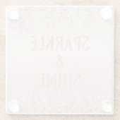 赤面ピンクグラデーショングリジーグリッタースパークル ガラスコースター (裏面)