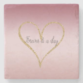 赤面ピンクグラデーショングリッター金ゴールドラブフォーエバー ストーンコースター (正面)