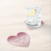 赤面ピンクグラデーショングリッター金ゴールドラブフォーエバー ペーパーコースター (インサイチュ)