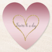 赤面ピンクグラデーショングリッター金ゴールドラブフォーエバー ペーパーコースター (正面)