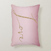 赤面ピンクグラデーショングリッター金ゴールドラブ アクセントクッション (正面(垂直))