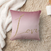赤面ピンクグラデーショングリッター金ゴールドラブ クッション (ブランケット)