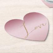 赤面ピンクグラデーショングリッター金ゴールドラブ ペーパーコースター (アングル)