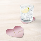 赤面ピンクグラデーショングリッター金ゴールドラブ ペーパーコースター (インサイチュ)