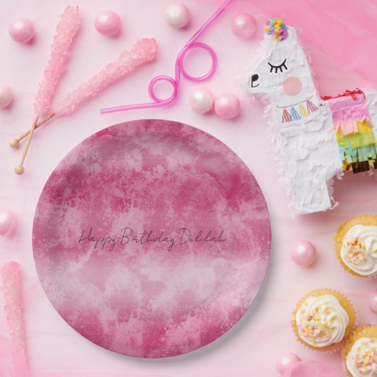 赤面ピンクグラデーションストライプ色 ペーパープレート (パーティー)