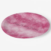 赤面ピンクグラデーションストライプ色 ペーパープレート (アングル)