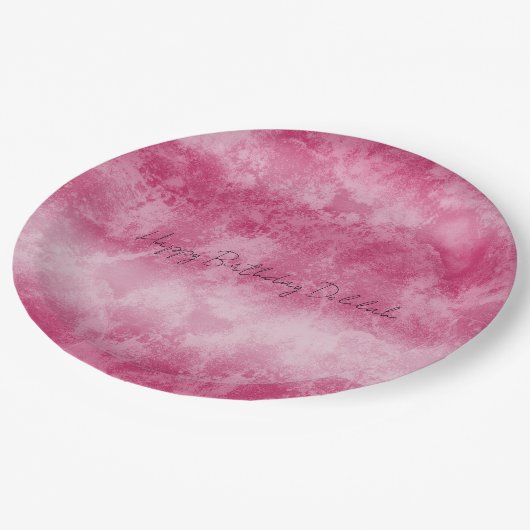 赤面ピンクグラデーションストライプ色 ペーパープレート (アングル)