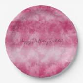 赤面ピンクグラデーションストライプ色 ペーパープレート (正面)