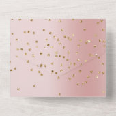 赤面ピンクグラデーション金ゴールドグラム紙吹雪 オールインワン招待状 (裏面)
