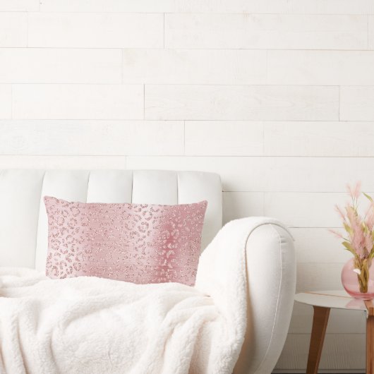 赤面ピンクグラムグリッターヒョウ ランバークッション (ソファ)